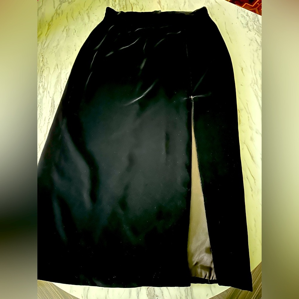 Vintage Oleg Cassini Black Tie Velvet Lined Skirt Size 12